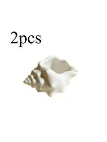 Cream White Seashell Shaped Storage Box, Nordic Style Home Decor Bathroom Toothbrush Holder, Multi-Functional Desktop Storage Container, Can Store Keys, Small Accessories, Succulent Plants, Suitable As Cute Decorative Gift For Ocean Lovers - Multicolor - View 12