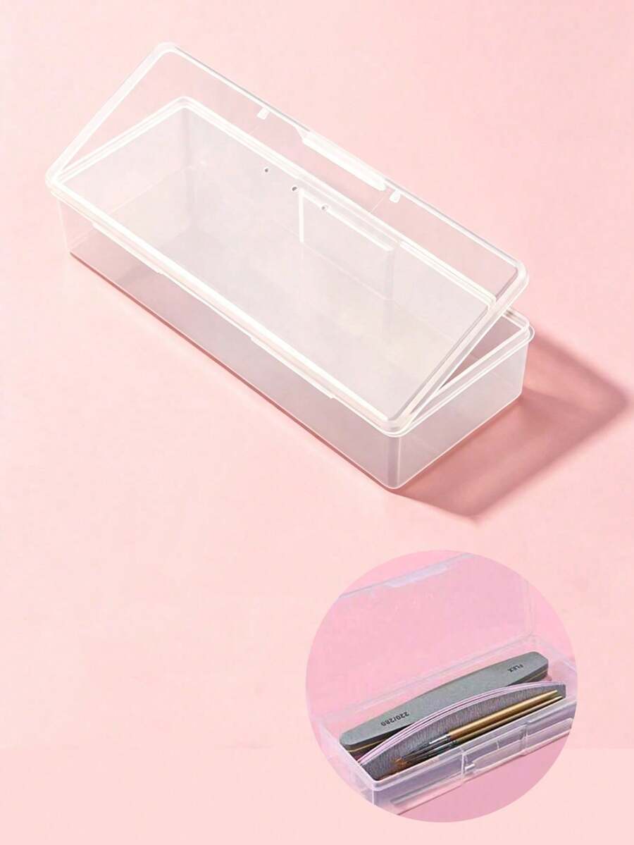 1pc Nail Art Tool Storage Box, Large Capacity, Can Store Nail Polish, Nail Files, Nail Buffers, Etc., Storage Box - White - View 1