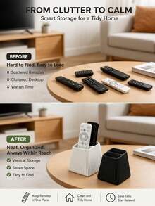 1pc Vertical Remote Control Holder, Decorative Storage, Vertical Stripe Design, Easy Access, Suitable For TV, Air Conditioner And Other Household Remote Control Storage, Dorm Storage, Desktop Organization, Best Gift For Friends - Multiple Styles - View 4