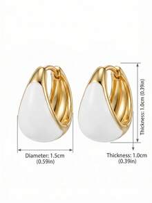 1 Pair Colorful Enamel Teardrop Hoop Earrings, Water Drop Earrings, Minimalist Daily Fashion Jewelry For Women Wedding/Party/Daily Wear - Red - View 10