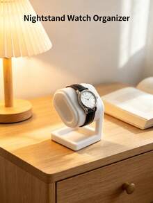 Premium Watch Display Stand, Desktop Wristwatch Storage Base, Minimalist Style Dressing Table Watch Display Rack, Men's And Women's Watch Holder, Home Decor Gift Watch Organizer - White - View 2