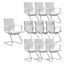 WAHSON OFFICE CHAIRS 10PCS PU Leather Office Chair Metal Frame Conference Chair For Meeting Room/Reception Area - 白色十把 - 查看 1