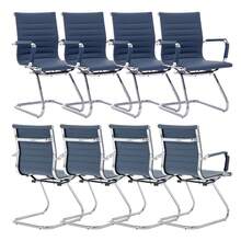 WAHSON OFFICE CHAIRS 8PCS PU Leather Office Chair Metal Frame Conference Chair For Meeting Room/Reception Area - 藍色八把 - 查看 1
