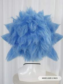Men Light Blue Spiky Fluffy Costume Wig, Voluminous Explosive Short Synthetic Hair Wig, Scientist Styling Wig For Halloween Cosplay Themed Party Photo Props - Multicolor - View 3