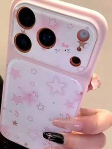SANRIO 壓克力粉色手機殼，適用於 Apple 17 Pro Max、12/16 Pro、15 新機、14 大窗、13 Pro，全包覆可愛 17 Air 粉色格紋貓防摔保護殼 - 粉色 - 查看 2