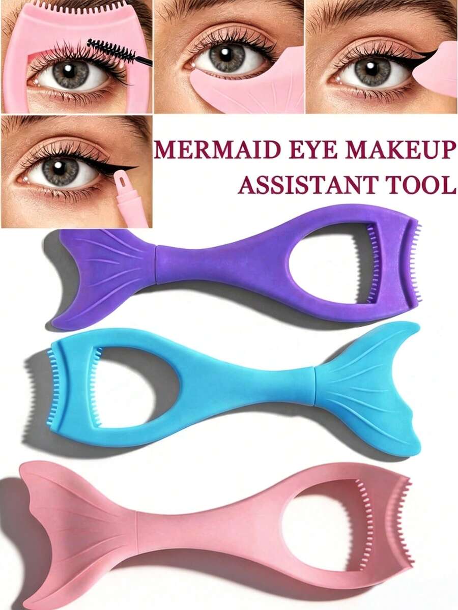 1pc Silicone Eyeshadow Helper Tool, Multi-Functional Dual-Head Eyeliner Helper Tool, Reusable Eye Makeup Template Helper Tool, Suitable For Beginners, Easily Create Professional Effect, Makeup Anytime Anywhere, Makeup Accessories - Multicolor - View 1