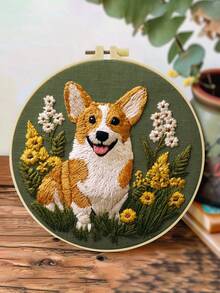 1PC 20*20cm/7.9*7.9in,Puppies, Kittens, And Mice Embroidery Kit, DIY Handmade Embroidery Set For Adult Beginners, Home Gift, Women's Sewing Gift, Including User Manual, Printed Pattern Fabric, Embroidery Frame, Needle And Thread. - Puppies, Kittens, and Mice - View 5