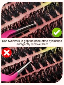 140/150 Pcs D-Curl Fluffy False Eyelash Clusters, Super Thick & Long Lash Clusters, Curled Individual Lashes, Thin & Long Lashes, Cartoon Effect Long Lashes, Suitable For Beginners Home Use. - Multicolor - View 7