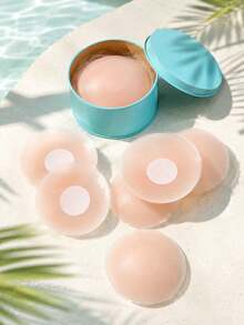 12 buah Penutup Puting Silikon yang Dapat Digunakan Kembali, Bantalan Payudara Perekat Tak Terlihat Tanpa Jahitan, Cocok untuk Gaun Tanpa Punggung, Atasan Putih, dan Pakaian Musim Panas - Berwarna merah muda - View 3