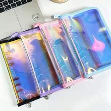 1pc A6 Laser Rainbow Loose-Leaf Binder, Zippered Planner, Large Capacity Sticker Storage Bag, Stationery Organizer, Detachable Inner Pages Multi-Functional Binder, IDOLME, Suitable For K-Pop Photo Album, Sticker Book, Savings Plan Book, Nail Art Storage, Diary, Notebook, School Supplies, Office Supplies, Back To School Supplies - A6 - View 1
