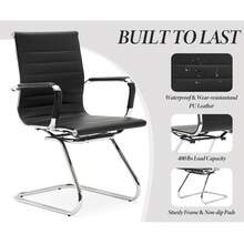 WAHSON OFFICE CHAIRS 8PCS PU Leather Office Chair Metal Frame Conference Chair For Meeting Room/Reception Area - 黑色八把 - 查看 6