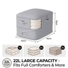 4x Large Collapsible Clothes Storage Bags With Zips, Bedding & Blanket Storage Organisers For Bedroom Wardrobe - Grey - View 3