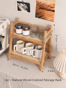 Kitchen Simple Multi-Function Home Storage Rack, Kitchen Cabinet Organizer, Desktop Woven Rattan Trapezoid Spice & Cup Holder, Cup Storage Rack - Multicolor - View 14