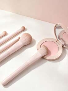 7/10/13pcs Pink Makeup Brush Set, Soft Synthetic Bristles For Face Foundation, Blush, Eyeshadow, Concealer, Professional Beauty Tool - Pink - View 2