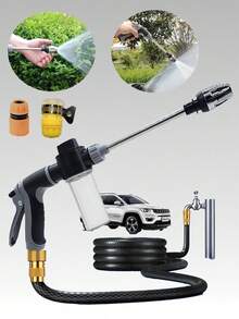 1pc Portable High Pressure Water Spray Gun With Foam Bottle, Car Wash Foam Lance Hose Nozzle Set, Adjustable Jet Washer For Car Cleaning, Garden Watering, Outdoor Cleaning, Multi-Function Pressure Washer Sprayer Kit - Multicolor - View 11