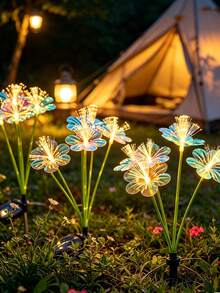 6-Head Solar Flower Lights, IP65 Waterproof, Colorful LED Garden Stake Lights, Automatic On/Off, Solar Powered Outdoor Decorative Landscape Lights Suitable For Yard, Lawn, Path, Patio - Solar-powered Butterfly Lamp - View 9