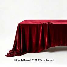 1pc Luxury Burgundy Velvet Tablecloth, Elegant Draping Fluid Table Cover, Suitable For Wedding, Christmas, Banquet And Home Dining Table Decor - Jujube Red - View 15