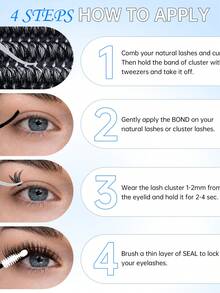 RITALASH RITA 2560/640pcs Eyelash Cluster Set 20D+30D+40D+50D+60D+80D+W05+W06+W02+W04 Thickened Cluster Eyelash Extensions 10-16mm Single Cluster Eyelash Extensions DIY Home Eyelash Extensions With Adhesive, Sealer And Tweezers - Black - View 11