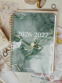 1pc 2026-2027 A5 Monthly Planner, Large Calendar Grid, Reference Calendar And Notes Pages, Gold Spiral Binding, Back To School Office Desk Accessories Notebook, Suitable For Teachers Use - A5 - View 2