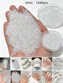 1440pcs Mixed Color Round Flat Back Rhinestones Resin Crystal Gems DIY Craft Decorations For Manicure Garment Phone Case Decor - Multicolor - View 20