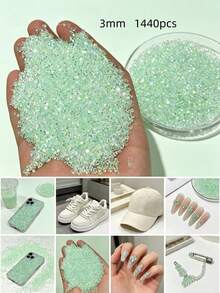 1440pcs Mixed Color Round Flat Back Rhinestones Resin Crystal Gems DIY Craft Decorations For Manicure Garment Phone Case Decor - Multicolor - View 16