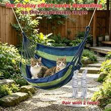 1PC Hanging Chair, Striped Design, Novel And Eye-Catching Color, Patio Hanging Chair, White Hanging Chair, Park Hanging Swing Chair, Balcony Garden Relaxation Hanging Chair - Multicolor - View 8