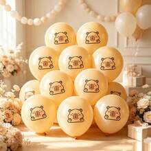 10/15pcs Mini Capybara Themed Foil Balloon Set, Suitable For Birthday Party Decoration, Random Styles - Capibara Balloon Set - View 9