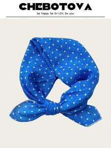1pc 55X55CM Multicolor Polka Dot & Floral Print Square Scarf Headwrap Hairband Versatile Scarf Suitable For Daily Use - Multicolor - View 4
