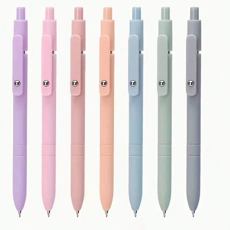 12入高級莫蘭迪色系凝膠筆套組（2支隨機色筆＋10支筆芯）0.5mm黑色墨水，書寫順暢，高級系列，可伸縮快乾，適合筆記、辦公工作與開學季學生用品 - 多色 - 查看 7