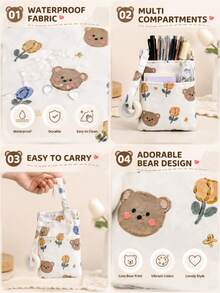 Tempat Pena Perawat Bergambar Beruang Lucu, Tas Penyimpanan Multi-Saku Tahan Air, Organizer Perlengkapan Medis Portabel dengan Pegangan, Cocok untuk Perawat, Kantor, dan Penggunaan Sehari-hari - Satu ukuran cocok untuk semua. - View 5