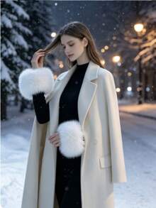 1 Pair Faux Fur Cuff Decoration, White,Festival,Camping - Multicolor - View 3
