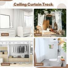 Adhesive Curtain Track For Smooth Ceiling Or Wall - Ceiling Curtain Track, Curtain Rod, Ceiling And Wall Installation, Window, Shower Curtain, RV, Dorm, Adhesive Curtain Rod (Non-Flexible), Length Can Be Spliced And Cut - 1PC - View 8