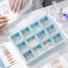 1pc 12-Grid Small Compartment Nail Art Rhinestone & Pearl Storage Box, Mini False Nail Tip Storage Tray, Multi-Grid Nail Drill Bit Storage Box, Mini Jewelry Ring Display Box - Multicolor - View 5
