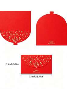 10/5/3pcs Christmas Red Envelopes, Gold Foil Design Christmas Cash Envelopes, Gift Envelopes, Merry Christmas Decoration, Gold Foil Design Party, New Year, Red Envelopes, For Chinese New Year Decoration, Giving Red Envelopes And Unique Collectibles - Christmas Edition - View 3