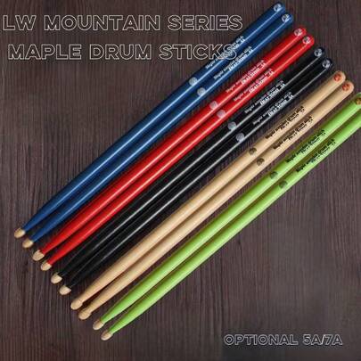 Baquetas de tambor clásicas de colores, material de madera de arce, baquetas de madera sólida pintadas antideslizantes 5A/7A con marcas de colocación de dedos, accesorios de instrumentos de percusión, adecuadas para clases de música, práctica diaria, regalos musicales, opción ideal para principiantes y entusiastas