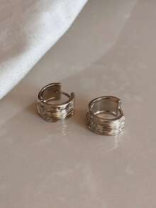 1 Pair Casual Minimalist Brushed Wide Rim Copper Ear Cuffs Suitable For Women's Daily Commute Wear - Coffee Gold - View 5