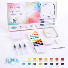 16-Color Solid Watercolor Gift Set, Pure And Delicate Colors With Rich Layering, Smooth Lines And Comfortable Grip, 4-In-1 Water Bucket + Paint + Palette + Brush, Portable For On-The-Go Creation, Back To School - Multicolor - View 12