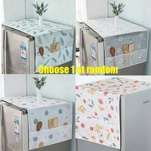1pc 60*180cm Random Style Multi-Functional Refrigerator Dust Cover With Pocket, Fabric Appliance Top Cover, Modern Decorative Storage Organizer For Home And Kitchen Use - Multicolor - View 10