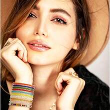 7pcs/Set Fashion Crystal Glitter Jelly Bracelets For Women, Lucky Symbol Buddhist Wristbands - Multicolor - View 2