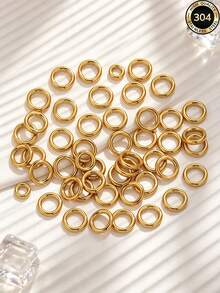 50 piezas de anillos de salto cerrados sólidos de acero inoxidable, anillos espaciadores de varios tamaños para hacer pulseras y collares DIY - Cuentas espaciadoras - Ver 7