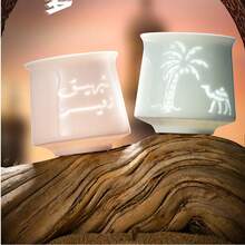 High-End Creative Embossed Hollow Exquisite Coffee Cup, Arabic Style Espresso Mug, Camel And Palm Tree Pattern, Bohemian Style Small Tea Cup, Turkish Coffee Lover Gift Set - Multicolor - View 3