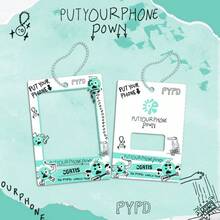 COR/TIS 2026 PYPD World Tour Theme Card Holder Pendant, Featuring "PUT YOUR PHONE DOWN" Core Design With Exclusive Hand-Drawn Quirky Cartoon Character, Fresh Mint Green Graffiti Style With High Recognition, Beaded Chain Lanyard For Portable Hanging, Compatible With Standard 3-Inch Small Cards And Mini , Hard Shell Material To Prevent Folding And Scratching For Card Protection, Can Be Hung On Bags And Keychains, Combines Storage And Decorative Functions, Ideal Fan Support, Collection, And Daily Accessory For New Boy Band Tour Limited Edition - Multicolor - View 5