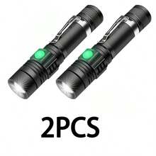 1/2PCS T6-LED Zoomable Flashlight, IP65 Waterproof, Multiple Charging Methods With Power Indicator, Portable Clip Design(No Batteries ) - Flashlight - View 10