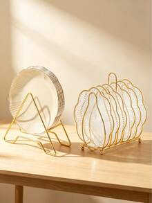 Stackable Transparent Gold Rim Floral Glass Plate Storage Tray Set, Suitable For Christmas And Halloween Party Tableware, Tableware Set, School Supplies, Halloween Home Decor, Daily Necessities, Plate Set And Autumn Home Decor - Transparent Lace Plate 15cm - View 1