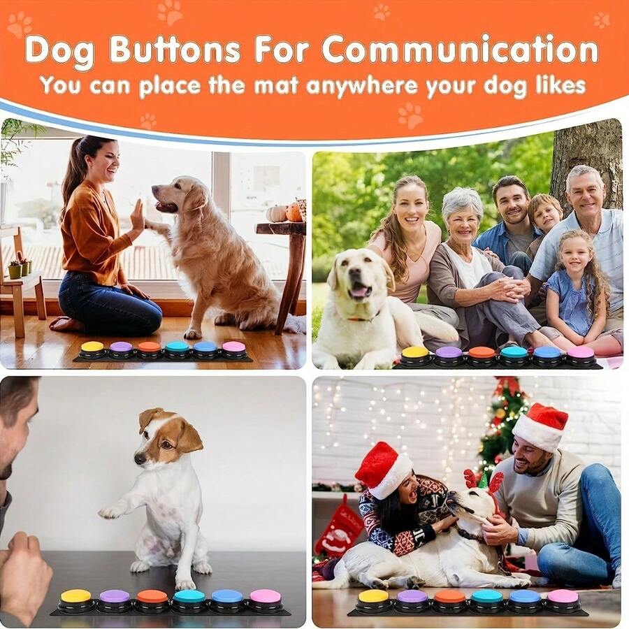 2pcs Pet Sound Toys Recordable Pet Toy Buttons With Pads, Pet Interactive Toys, Portable Recording Button Party Sound Maker, Pet Toys Without Batteries - Multicolor - View 1