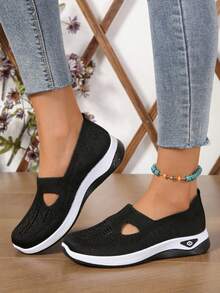 Women's Orthopedic Comfort Slipon Sneakers With Arch Support And Skin-Friendly Foam,Lightweight Walking Shoes,Soft Cushioning,Casual Women's Shoes - 黑色 - 查看 6