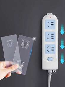 5/10 Pairs Double-Sided Adhesive Wall Hooks, Wall-Mounted Clip Hooks, Waterproof Transparent Storage & Fixing Hooks, Suitable For Kitchen, Bathroom, Toilet, Home Outlet Fixers - Multicolor - View 2