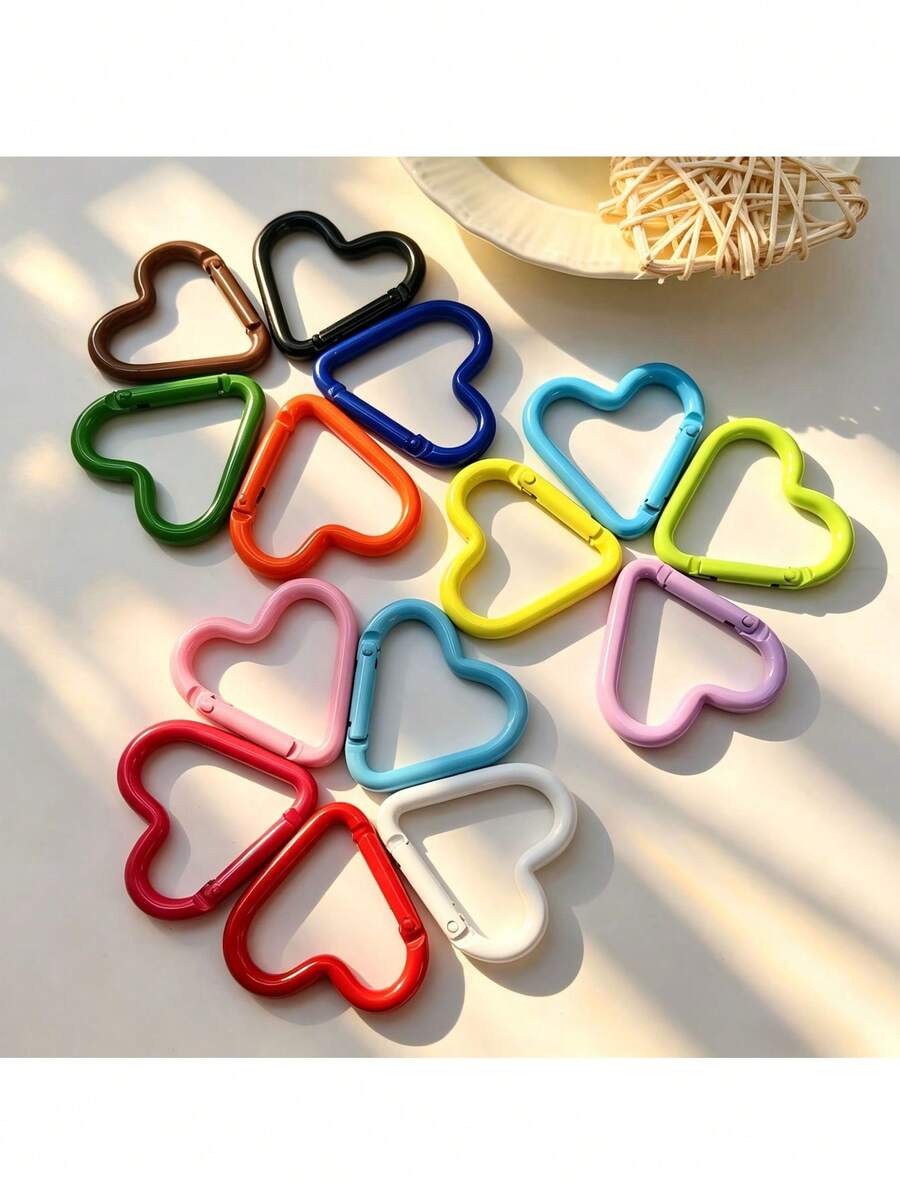 10pcs/Pack Painted Gourd Alloy Carabiner Spring Quick Release Buckle DIY Keychain Backpack Clip Business Gift Jewelry Accessory - Alloy Heart-shaped Carabiner - View 1