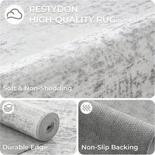 Alfombra de pasillo antideslizante para dormitorio, alfombra lavable con reverso de goma - Alfombra suave de pelo corto para cocina, lavandería, baño (61 x 244 cm, beige/marfil) - Blanco - Ver 9