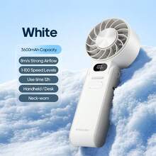 kinscoter 1個 3600mAh可充電式小型便攜手持風扇，戶外露營旅行空調，LED顯示，100段風速調節，個人冷卻迷你手持摺疊電風扇 - 手持 - 查看 13